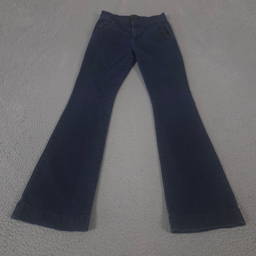 Banana Republic Jeans Womens 27/4 Blue Flare Sailor Style Button Front Dark Wash